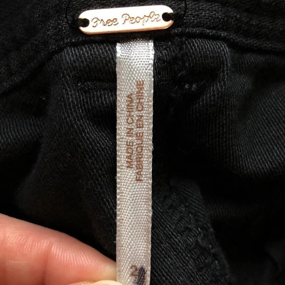 Free People Washed Out Black Button Fly Tapered Leg Pants - Picture 5 of 12